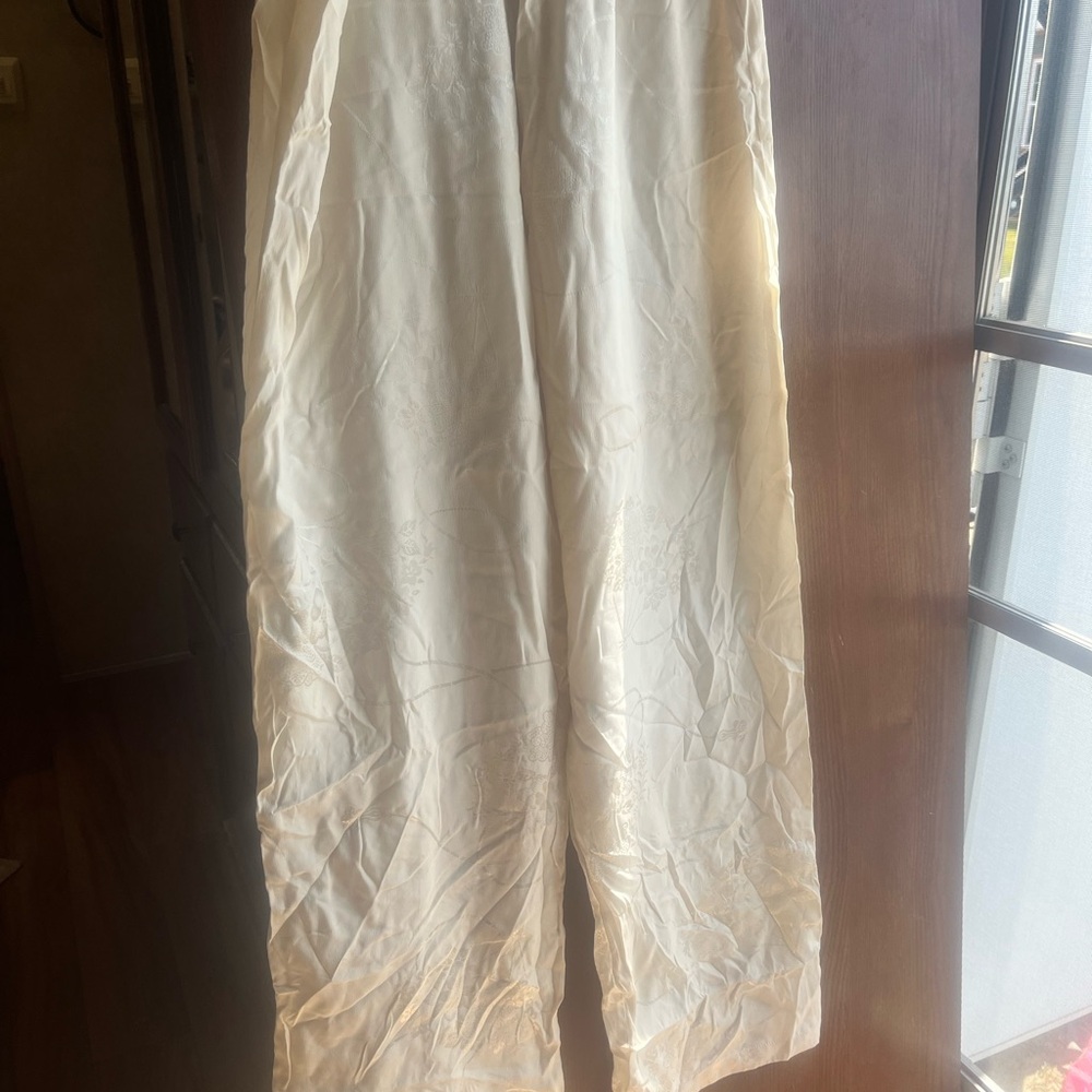 Boho Hand-Embroidered 100% Silk Kimono & Wide-Leg Pants Set - Mint Condition S/M - Picture 7 of 9